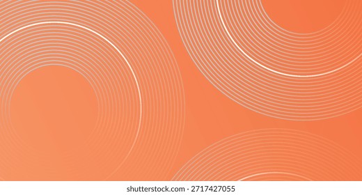 Plano de fundo abstrato de gradiente laranja com linhas circulares brilhantes. Padrão de linha circular giratória para capa, banner de folheto, apresentação, certificado e site. Design gráfico moderno eps. 2
