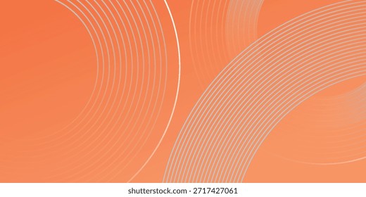Plano de fundo abstrato de gradiente laranja com linhas circulares brilhantes. Padrão de linha circular giratória para capa, banner de folheto, apresentação, certificado e site. Design gráfico moderno eps. 3.