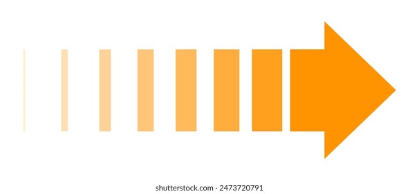 An orange gradient arrow pointing to the right. Vector illustration.