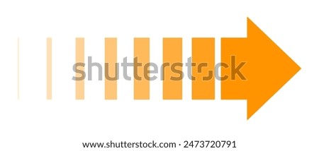 An orange gradient arrow pointing to the right. Vector illustration.