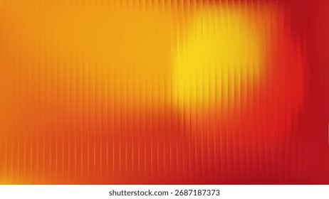 Plano de fundo de gradiente laranja. Textura de parede de vidro com nervuras abstrata. Design de janela de luz de pôr do sol 3d com reflexo flare e desfoque. Vetor de tarja acrílica com pregas. Corrugado manchado em vermelho e amarelo