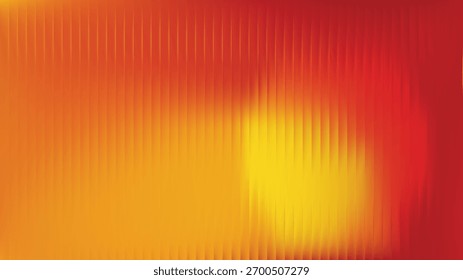 Plano de fundo de gradiente laranja. Textura de parede de vidro com nervuras abstrata. Design de janela de luz de pôr do sol 3d com reflexo flare e desfoque. Vetor de tarja acrílica com pregas. Corrugado manchado em vermelho e amarelo