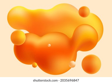 Orange gradient background. Large, bulky, shiny paint spots. Graphic element for websites. Wallpapers for computers and smartphones. Cartoon 3D vector illustration isolated on beige backdrop