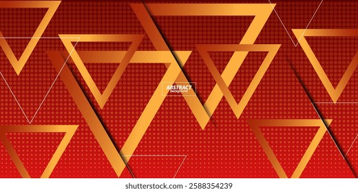 Orange gradient background with overlapping triangles. Modern frame paper cut pattern on red background. Vector Eps10
