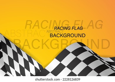 Orange gradient background racing flag. Symbol marking start and finish. Vector illustration