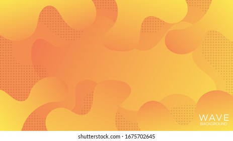 Orange Gradient Background with Wave, Wavy, Fluid, Liquid Shape