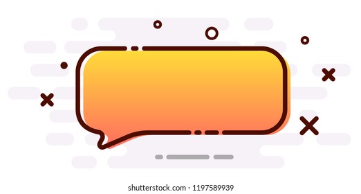 Orange gradient blank speech bubble for chat or button on white. Clipart template. Vector background.