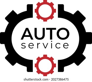 Orange gradient car logo with description auto service.  It can be used by a company, auto repair shop, expert mechanic, auto repair shop, auto accessories and more. Vector logo.
