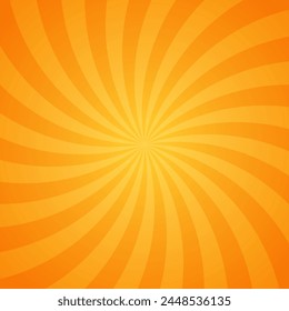 Orange Gradient Cartoon Style Swirl Starburst Pattern Texture In Blank Square Plain Background 