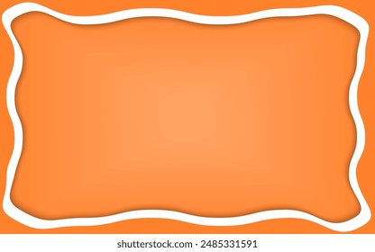 marco de color de degradado naranja con elemento de líneas onduladas 3d. diseño geométrico abstracto. marco blanco abstracto sobre fondo naranja. Anuncio en blanco con espacio de copia. marco naranja para texto, foto, Anuncio
