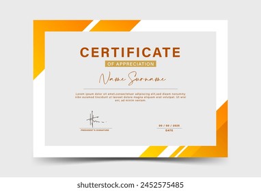 orange gradient geometric effect achievement certificate template