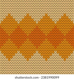 Orange gradient knitted pattern. knitted vector pattern. Seamless gradient pattern for clothing, wrapping paper, backdrop, background, gift card.
