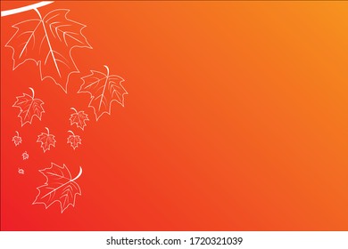 Orange gradient with Leaf outline background 