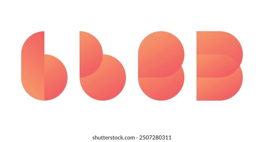 Orange gradient letter B logo set, modern gradient letter B logo collection, modern business logo set