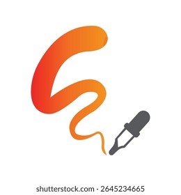 Curso de caneta gradiente laranja com logotipo da ferramenta conta-gotas