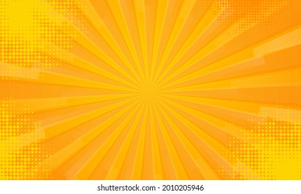 Orange gradient ray burst dot style background vector design