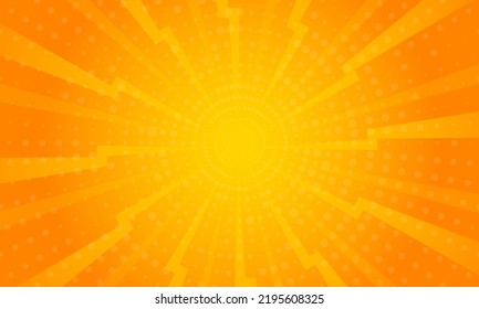 Orange gradient ray burst dot style background vector design