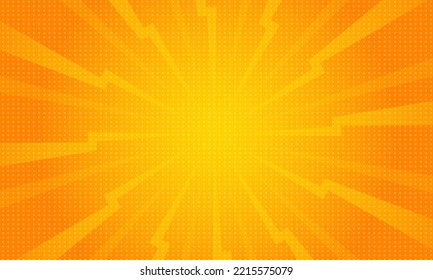Orange gradient ray burst dot style background vector design
