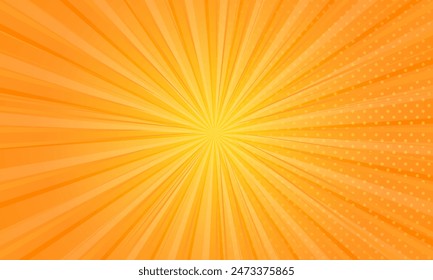 Orange gradient ray burst dot style background vector design