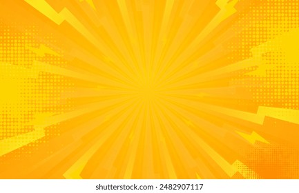 Orange gradient ray burst dot style background vector design