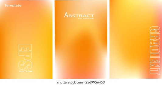 Orange gradient set of 3 . Abstract yellow and orange smooth color gradient , transition of colors . Vector illustration.