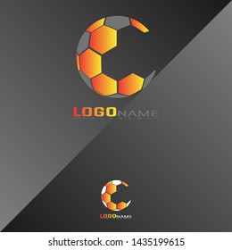 Orange gradient soccer or foot ball logo concept design