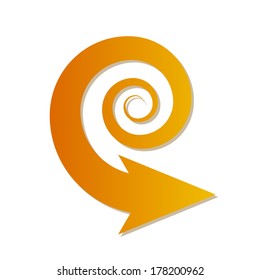 orange gradient spiral arrow on white background