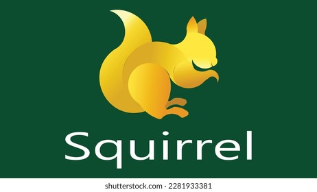 Orange gradient Squirrel on green background, logo, icon