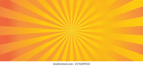 Orange Gradient Sunburst Pattern Background, Summer Banner