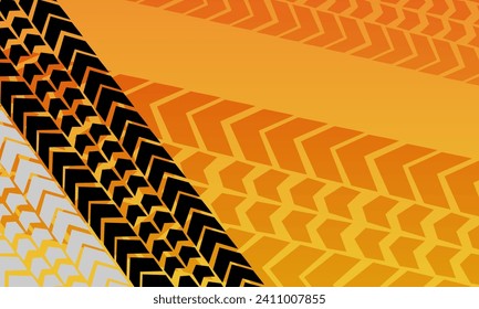 Orange gradient tire tracks background.