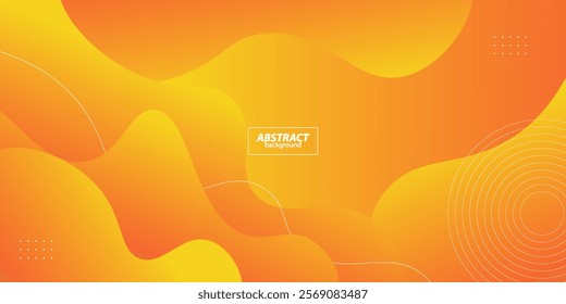 Orange gradient wave background with geometric circle shape elements. Colorful orange wave design. Simple and elegant concept. Vector eps10