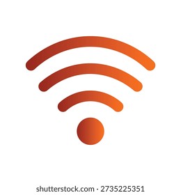 Orange gradient wifi symbol on white background wireless network signal connection