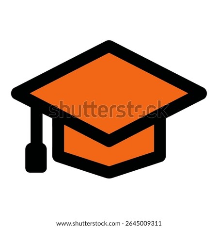 Orange graduation cap illustrates academic achievement isolated icon