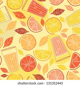 Orange and grapefruit juice seamless pattern