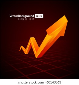Orange graph  arrow move up vector background