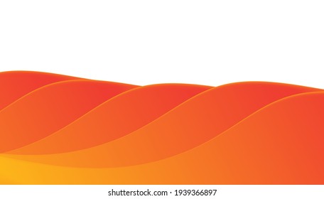 orange graphic element to the bottom of the page, soft flexible waves on white backdrop for copy, presentation cover