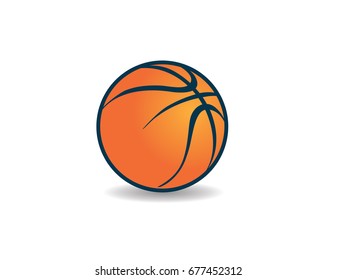 Orange graphic icon vector art basketball with shadow, logo style 