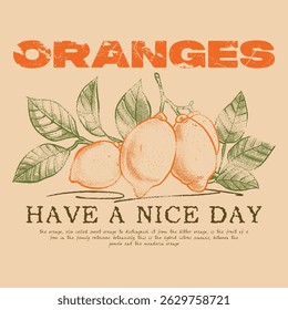 Orange graphic print design, summer fruit design, vintage grunge food fashion orange art, typography slogan text print design, California Malibu, fruit print graphics for t-shirt Design,Orange artwork