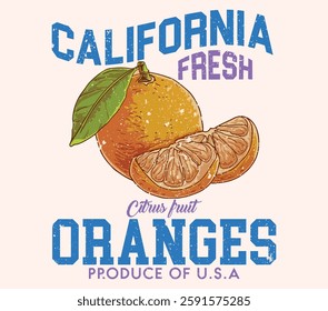 Orange graphics, Organic food artwork for for t-shirt. Fruit vintage t-shirt design. Orange farm artwork. Fresh farm design. Orange farm artwork.  summer fruit print for food fashion, fresh and juice,