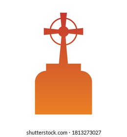 orange grave with cross vector design, death tomb cementary and scary theme Vector illustration