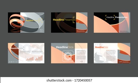 Orange and gray abstract image elements for infographic on white and black background Presentation template Used in presenting leaflets and brochures, corporate reports, marketing, advertising, banner