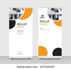 Orange gray Abstract Shapes Modern Exhibition Advertising Trend Business Roll Up Banner Stand Poster Brochure flat design template creative concept. White background Roll Up EPS. Presentation Cover
