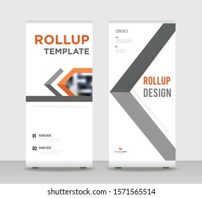 Orange gray Abstract Shapes Modern Exhibition Advertising Trend Business Roll Up Banner Stand Poster Brochure flat design template creative concept. Orange gray Roll Up EPS. Presentation Cover