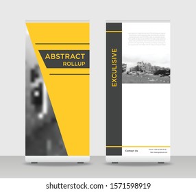 Orange gray Abstract Shapes Modern Exhibition Advertising Trend Business Roll Up Banner Stand Poster Brochure flat design template creative concept. Orange gray Roll Up EPS