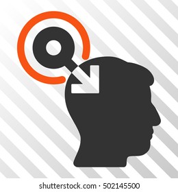 Orange And Gray Brain Interface Plug-In interface icon. Vector pictograph style is a flat bicolor symbol on diagonal hatch transparent background.