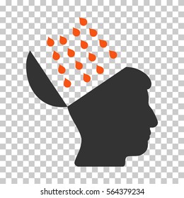 Orange And Gray Brain Shower interface pictogram. Vector pictograph style is a flat bicolor symbol on chess transparent background.