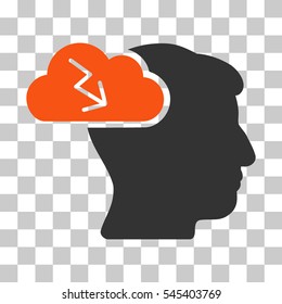 Orange And Gray Brainstorming interface toolbar pictogram. Vector pictogram style is a flat bicolor symbol on chess transparent background.