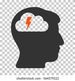 Orange And Gray Brainstorming toolbar pictogram. Vector pictogram style is a flat bicolor symbol on chess transparent background.