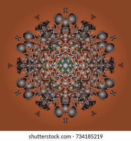 Orange, gray and brown snow on orange, gray and brown colors. Abstract wallpaper, wrapping decoration. Snowflake simple. Symbol of winter, Merry Christmas holiday, Happy New Year celebration Vector.