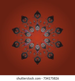Orange, gray and brown snowflakes. Vector. Christmas background with snowflakes abstract background. Holiday design for Christmas and New Year fashion prints. Vector.